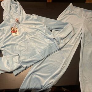 NWT Juicy Couture Velour Frosted Blue Track Suit sweatsuit size x-large w… xl